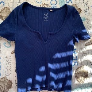 Blue V neck cropped T-Shirt ✨